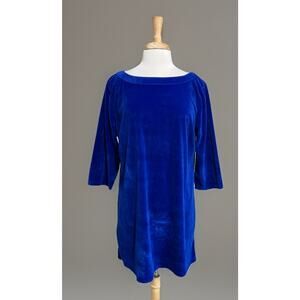 Tamsy Lux Stretch Velvet Dress Royal Blue Lounge Comfort Soft size large